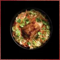 Wagamama Short Rib Ramen — tender beef rib served in deep soy broth with mushrooms, noodles, and sesame oil.