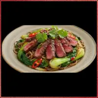 Wagamama Teriyaki Beef Soba — marinated beef with soba noodles, sweet teriyaki glaze, and stir-fried greens.